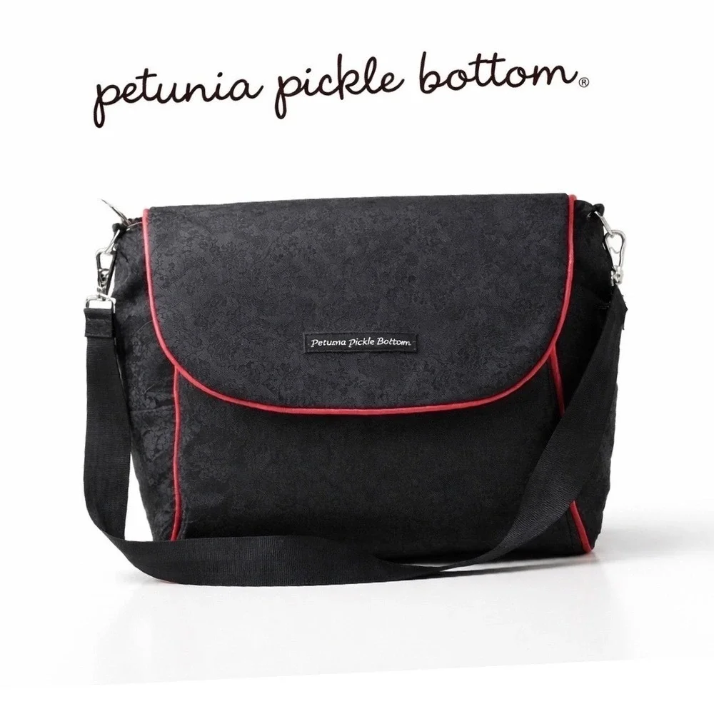 Petunia Pickle Bottom Black Jacquard Diaper Bag Messenger‎ Bag